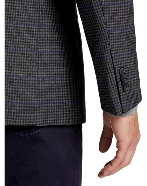 Awearness Kenneth Cole Modern Fit Sport Coat, Gray & Blue Windowpane - Image 2
