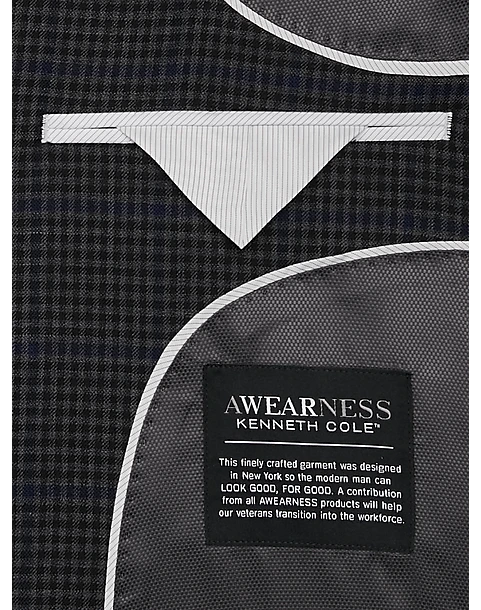Awearness Kenneth Cole Modern Fit Sport Coat, Gray & Blue Windowpane - Image 3