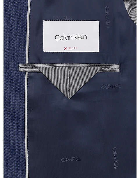 Calvin Klein Slim Fit Wool Sport Coat, Blue Mini Houndstooth - Image 3