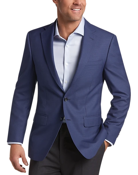 Calvin Klein Slim Fit Wool Sport Coat, Blue Mini Houndstooth