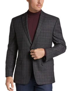 Michael Strahan Classic Fit Sport Coat, Wine Plaid