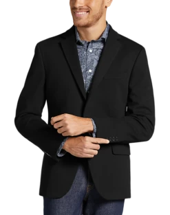 Michael Strahan Classic Fit Knit Sport Coat, Black Solid