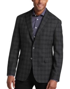 Joseph Abboud Modern Fit Wool Sport Coat, Gray Plaid