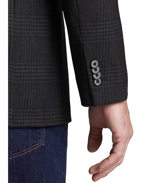 Joseph Abboud Modern Fit Wool Sport Coat, Black Plaid - Image 2
