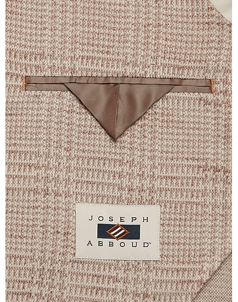 Joseph Abboud Slim Fit Notch Lapel Knit Sport Coat Tan Plaid - Image 3