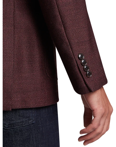Calvin Klein X-Fit Slim Fit Sport Coat, Burgundy Herringbone - Image 2