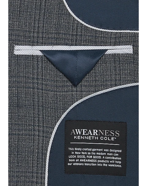 Awearness Kenneth Cole Modern Fit Sport Coat, Gray Plaid - Image 3