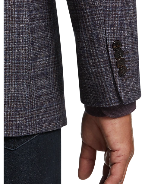 Joseph Abboud Slim Fit Sport Coat, Blue And Plum Plaid - Image 2