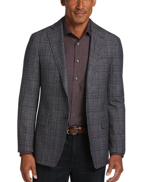Joseph Abboud Slim Fit Sport Coat, Blue And Plum Plaid