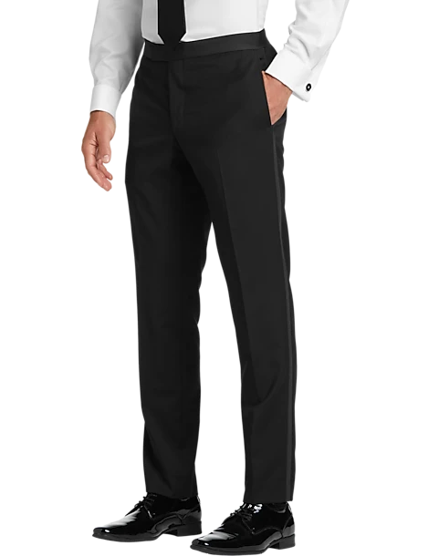 BLACK By Vera Wang Slim Fit Tuxedo Pants, Black - Image 2