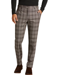 Egara Skinny Fit Suit Separates Pants, Taupe Plaid