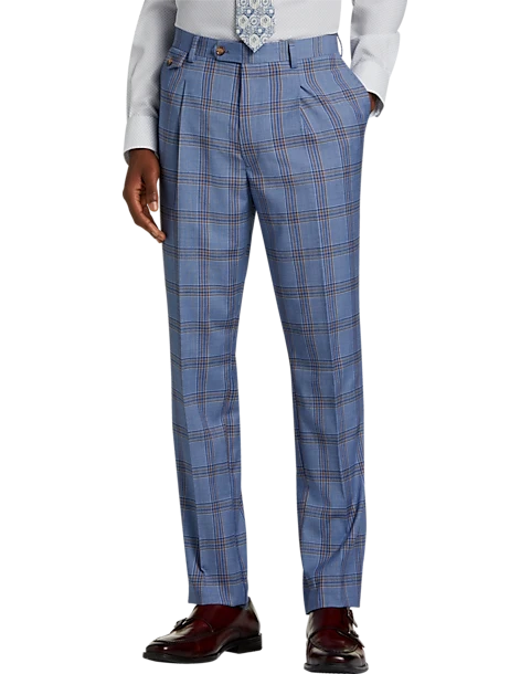 Tayion Classic Fit Suit Separates Pants, Navy & Rust Plaid
