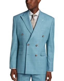 Tayion Classic Fit Suit Separates Coat, Light Blue & Cream Windowpane
