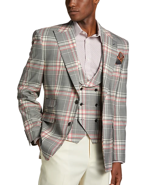 Tayion Classic Fit Suit Separates Coat, White Plaid - Image 5