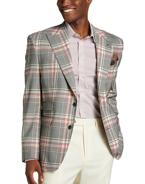 Tayion Classic Fit Suit Separates Coat, White Plaid