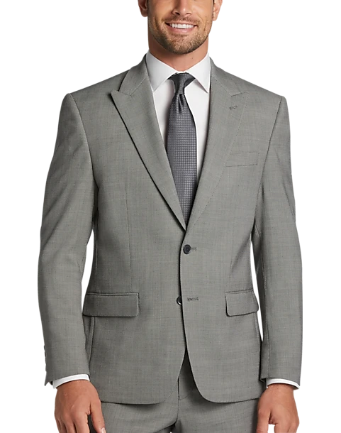 Michael Strahan Classic Fit Suit, Black & White Birdseye
