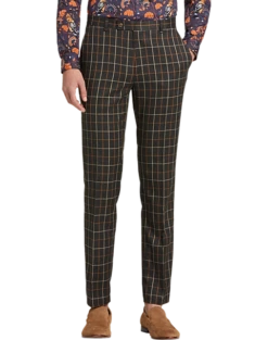 Paisley & Gray Slim Fit Suit Separates Pants, Charcoal & Gold Windowpane
