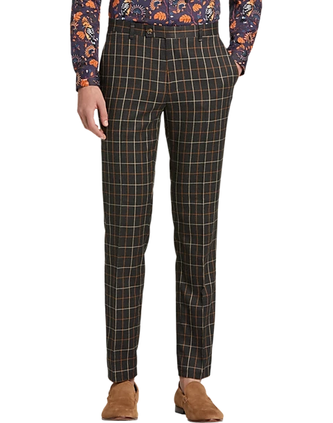 Paisley & Gray Slim Fit Suit Separates Pants, Charcoal & Gold Windowpane