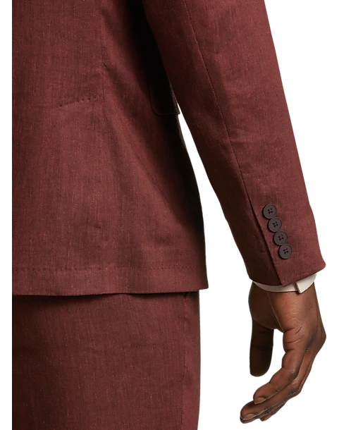 Calvin Klein X-Fit Slim Fit Linen-Blend Suit Separates Coat, Brick - Image 2