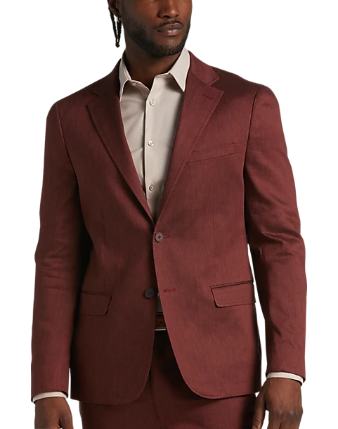 Calvin Klein X-Fit Slim Fit Linen-Blend Suit Separates Coat, Brick