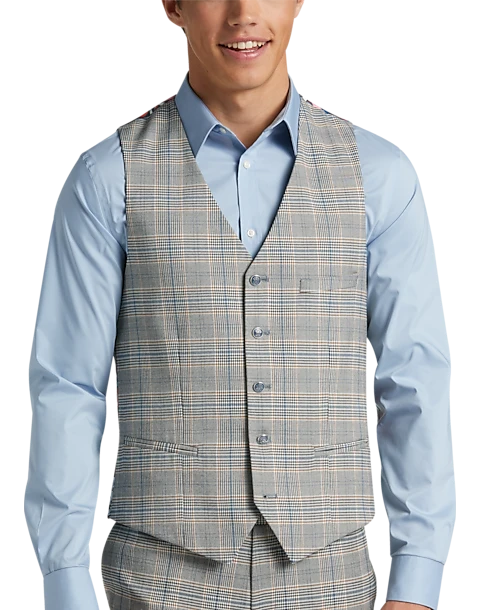Paisley & Gray Slim Fit Suit Separates Vest, Slate Blue Check