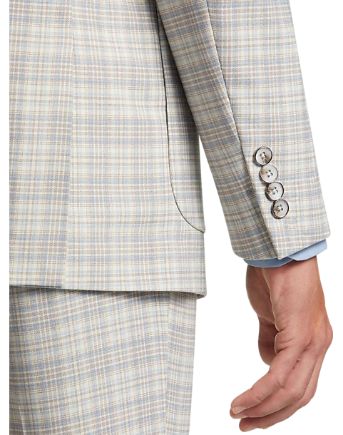 Paisley & Gray Slim Fit Suit Separates Coat, Baby Blue & Tan Plaid - Image 3