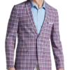 Paisley & Gray Slim Fit Suit Separates Coat, Red & Blue Seersucker Plaid