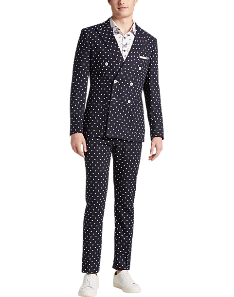 Paisley & Gray Slim Fit Suit Separates Coat, Navy With White Polka Dots - Image 2