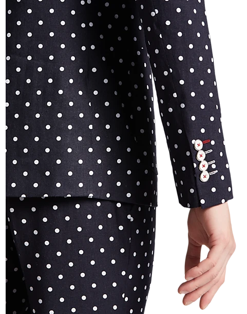 Paisley & Gray Slim Fit Suit Separates Coat, Navy With White Polka Dots - Image 3