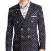 Paisley & Gray Slim Fit Suit Separates Coat, Navy With White Polka Dots