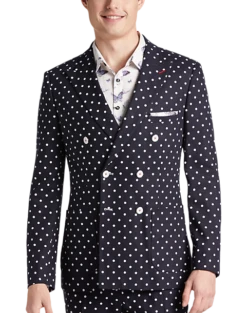 Paisley & Gray Slim Fit Suit Separates Coat, Navy With White Polka Dots