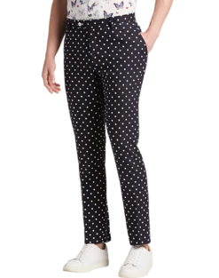 Paisley & Gray Slim Fit Suit Separates Pants, Navy With White Polka Dots