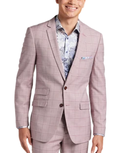 Paisley & Gray Slim Fit Suit Separates Coat, Cranberry Windowpane