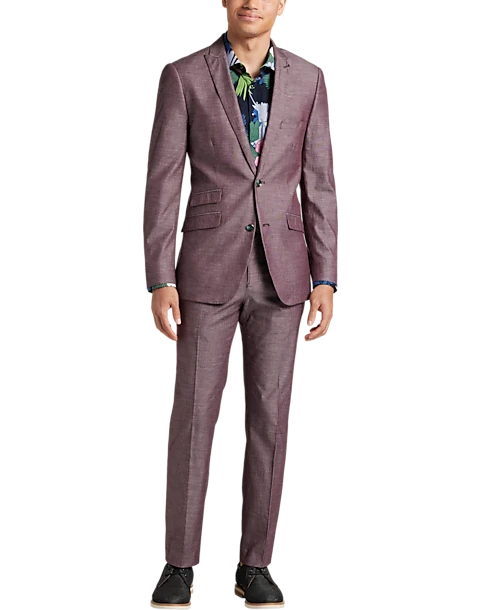 Paisley & Gray Slim Fit Suit Separates Coat, Mulberry - Image 2