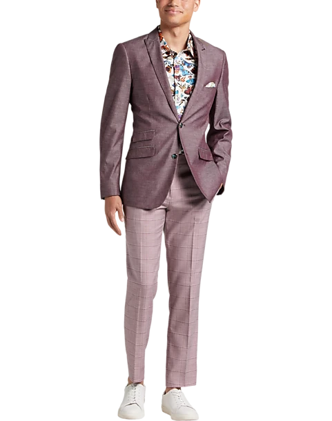 Paisley & Gray Slim Fit Suit Separates Coat, Mulberry - Image 6