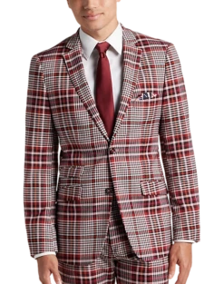 Paisley & Gray Slim Fit Suit Separates Coat, Pink Plaid