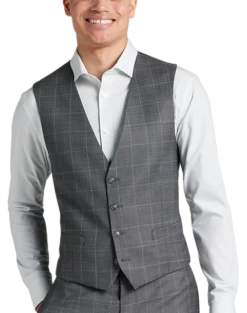 Calvin Klein X-Fit Slim Fit Suit Separates Vest, Gray Windowpane