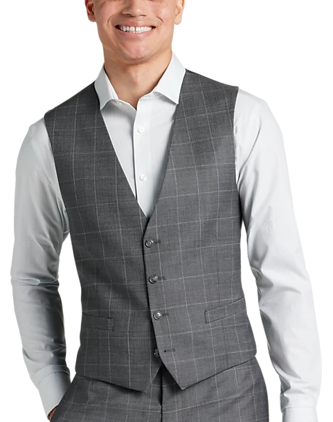 Calvin Klein X-Fit Slim Fit Suit Separates Vest, Gray Windowpane
