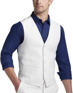 JOE Joseph Abboud Slim Fit Linen Blend Suit Separates Vest, White