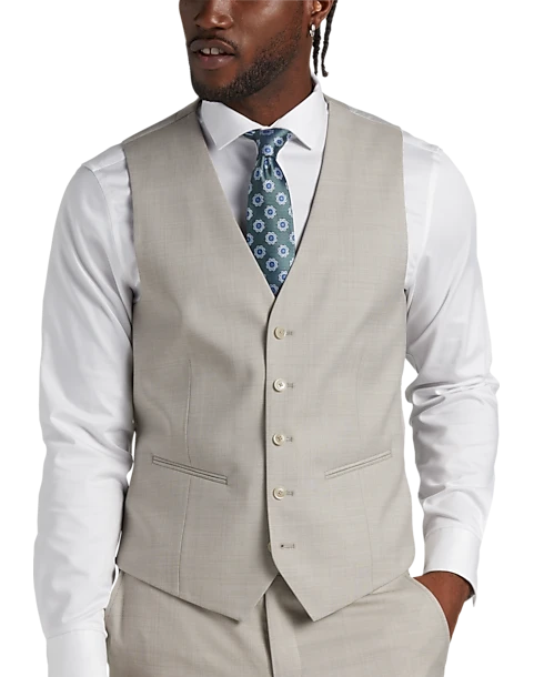 JOE Joseph Abboud Slim Fit Suit Separates Vest, Tan Sharkskin