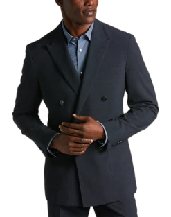 JOE Joseph Abboud Slim Fit Double Breasted Suit Separates Coat, Navy Plaid Seersucker