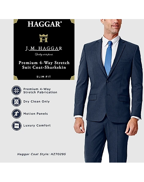 Haggar 4-Way Stretch Slim Fit Suit Separates Coat, Black - Image 3