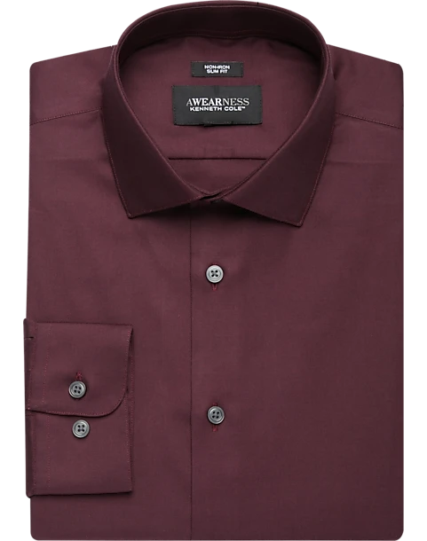 Awearness Kenneth Cole Slim Fit Performance Stretch Dress Shirt, Burgundy