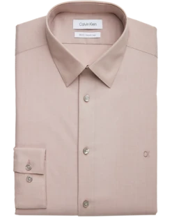 Calvin Klein Slim Fit Embroidered Logo Dress Shirt, Taupe
