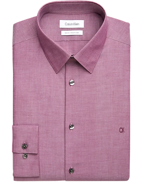 Calvin Klein Slim Fit Embroidered Logo Dress Shirt, Wine