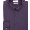 Calvin Klein Refined Cotton Stretch Supima Slim Fit Hidden Button-Down Collar Dress Shirt, Purple
