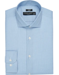 Pronto Uomo Non-Iron Slim Fit Spread Collar Dress Shirt, French Blue Gingham
