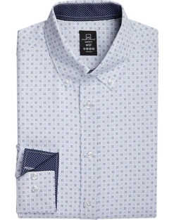 Michael Strahan Four-Way Stretch Modern Fit Dress Shirt, White Dot