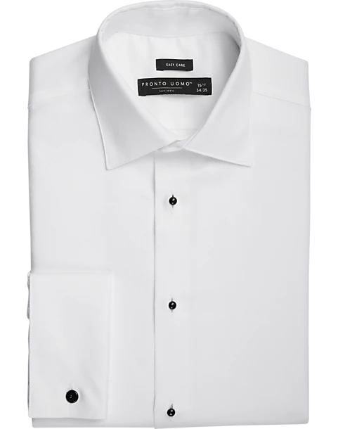 Pronto Uomo Modern Fit French Cuff Tuxedo Formal Shirt, White
