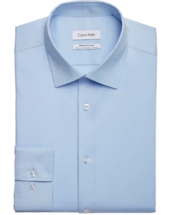 Calvin Klein Refined Cotton Stretch Supima Slim Fit Dress Shirt, Light Blue